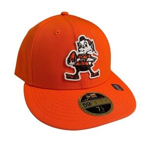 New Era Cleveland Browns 59FIFTY Brownie Orange Low Profile Fitted Hat Cap 7 1/2